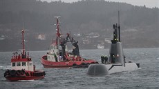 Portugalská ponorka poblíž přístavu v norském Bergenu
