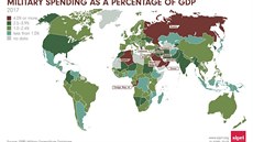 Globální mapa vojenského zatíení stát a region. ím vyí procento HDP...