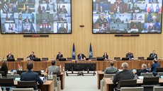 Virtuální schzka ministr obrany lenských stát NATO v bruselské centrále