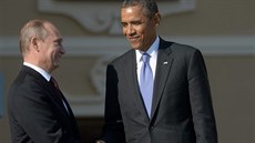 Vladimir Putin a Barack Obama ped zasedáním skupiny G20 v Petrohrad.