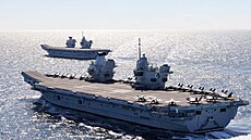 Britská letadlová loď HMS Queen Elizabeth a sesterská Prince of Wales