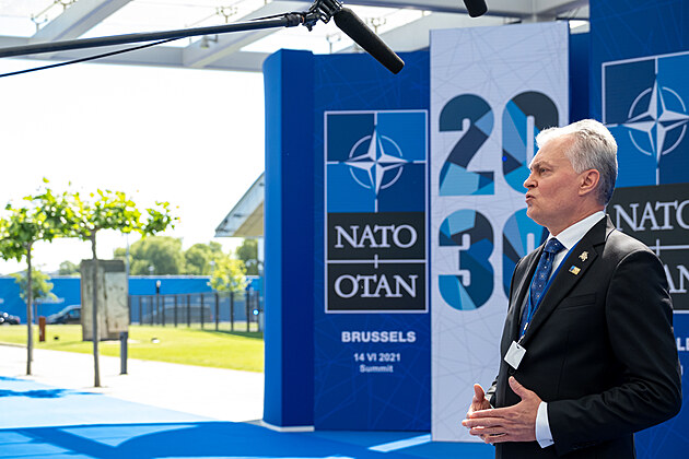 Litevský prezident Gitanas Nauséda na summitu NATO 2021 v Bruselu