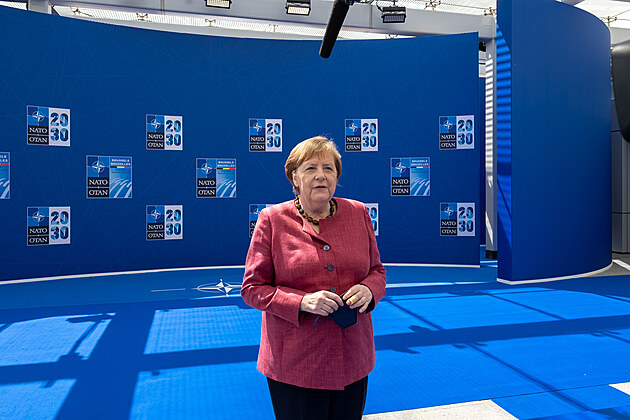 Nmecká kancléka Angela Merkel na summitu NATO 2021 v Bruselu