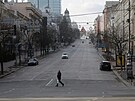 Ulice Kyjeva druh den rusk invaze (25. nora 2022)