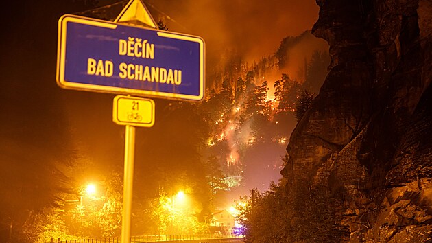 Lesní požár v Národním parku České Švýcarsko