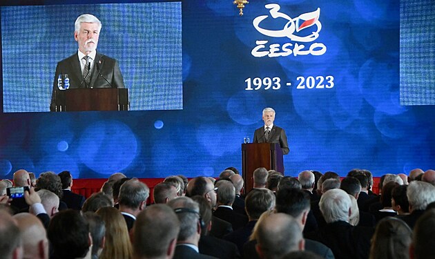 Prezident Petr Pavel bhem slavnostní ceremonie k 30. výroí vzniku eské...