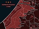 Mapa uzaven vojensk zny kolem psma Gazy