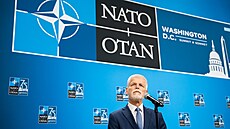 Prezident Petr Pavel bhem veejné debaty summitu NATO ve Washingtonu (10....