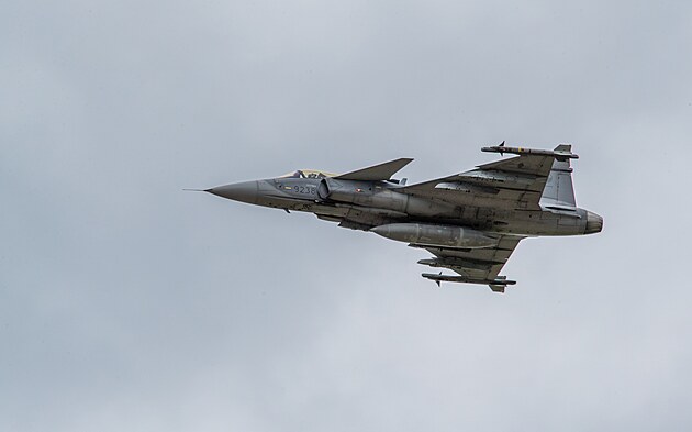 Gripen eských vzduných sil na Dni otevených dveí 21. základny v áslavi