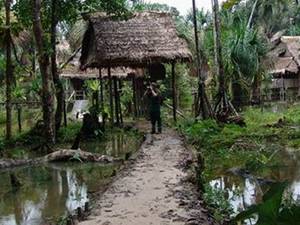 Indiánska vesnice postavená na vodě
