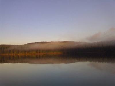 Norsko - jezero s medvdem a cry mlhy