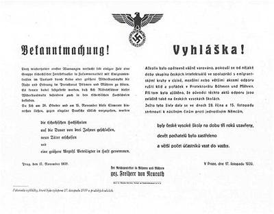 17. listopad 1939 - Vyhlka von Neurath