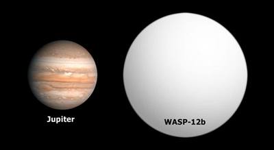 Porovnn velikosti exoplanety WASP-12b s Jupiterem