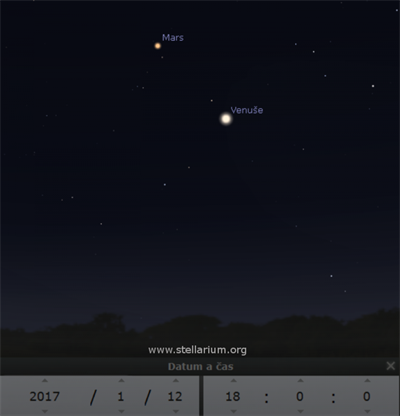 Venuše s Marsem na večerní obloze 12. 1. 2017