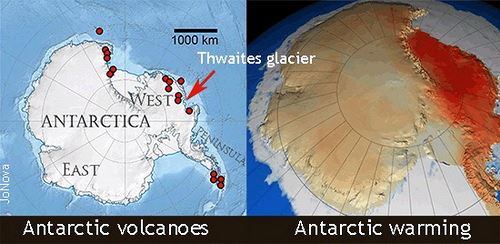 antarktické sopky a oteplování