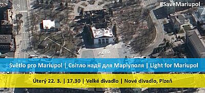 Divadlo Mariupol po. N�pis D�TI z�stal nepo�kozen