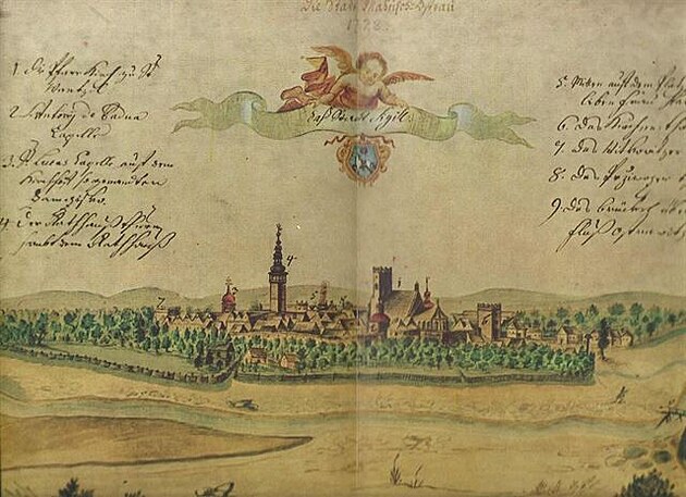 18 Moravská Ostrava v roce 1728, vysoká v - radnice na námstí (dnes muzeum),...