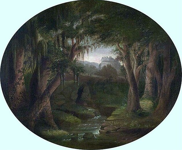 Untitled (Landscape with Mossy Trees and Distant Ruins) by Charles A. Fraser,...