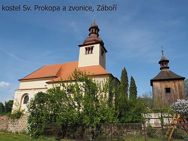 Kostel Sv. Prokopa a zvonice, Záboí. Vandr elezné hory, duben 2018
