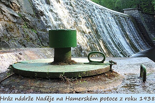 Hráz nádre Nadje na Hamerském potoce z r. 1938