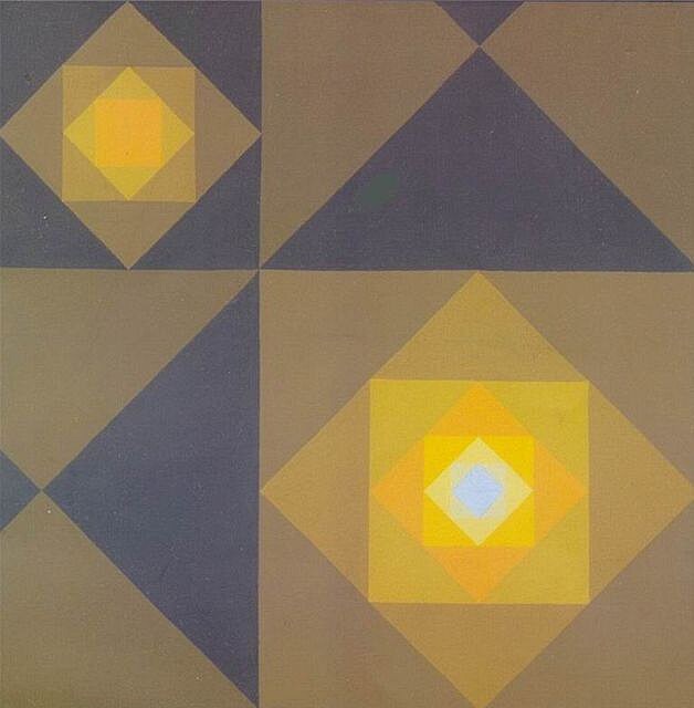 Jaroslav Broek - Soustavný výzkum barevného tverce, 1970, olej, 70 x 70 cm