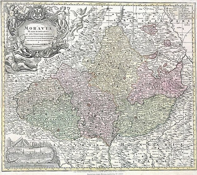 3. O tom, e Moravské markrabství je staletí stále stejné ukazuje Sutterova mapa Moravy 