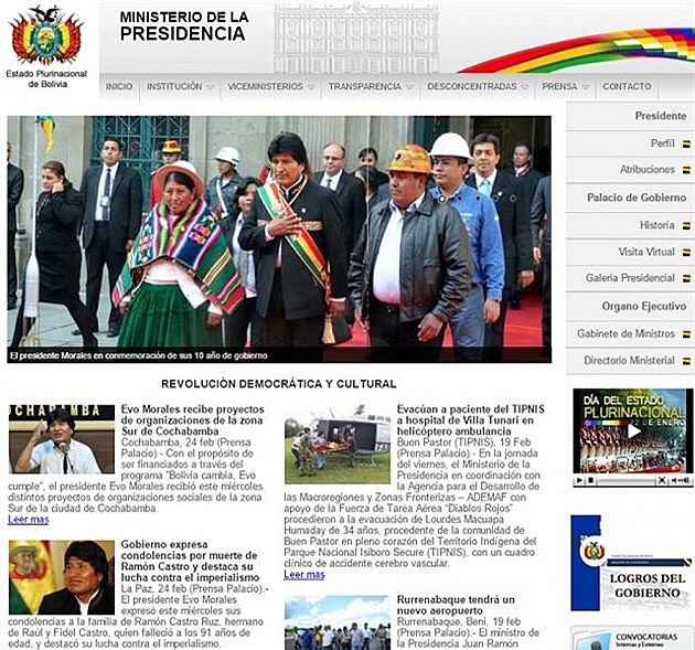 Bolivijský prezidentský web
