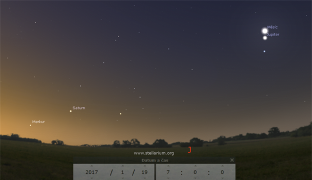 Msíc a planety na ranní obloze 19. 1. 2017