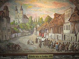 12 Poutnci na cest k chrmu v Hlubok ulici v roce 1840