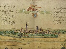 18 Moravsk Ostrava v roce 1728, vysok v - radnice na nmst (dnes muzeum),...