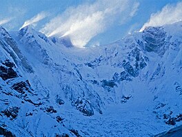 Fang nebo Baraha Shikhar - esky Tesk, 7647 m, z ABC