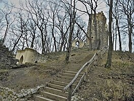 Rozhledna a jej nejbli okol. Lesopark na Cibulce, Praha.