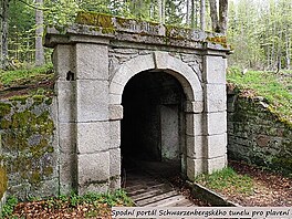 Spodn portl Schwarzenberskho tunelu pro plaven deva. umava 2021, 1. st