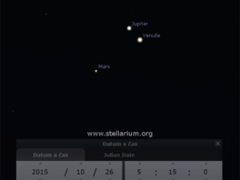 Venue v konjunkci s Jupiterem nedaleko Marsu 26. 10. 2015