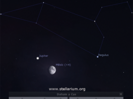 Jupiter a Msc nedaleko hvzdy Regulus 17. 4. 2016