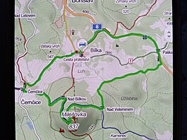 Mapka s okruhem vletu na Mileovku