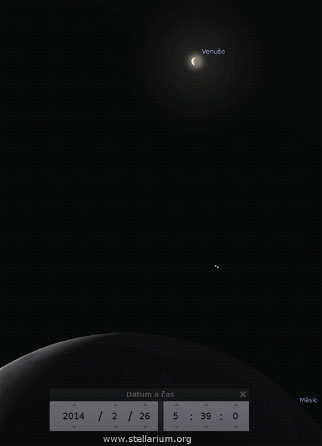 Konjunkce Msíce s Venuí 26. 2. 2014 - detail