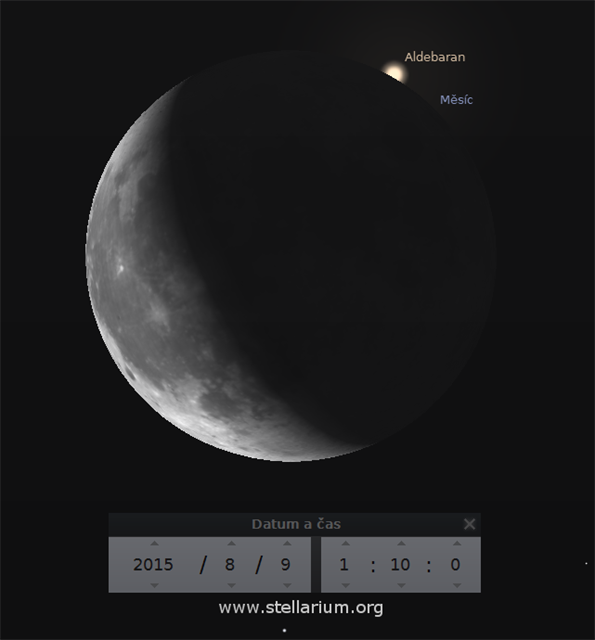 Výstup Aldebaranu zpoza Msíce 9. 8. 2015