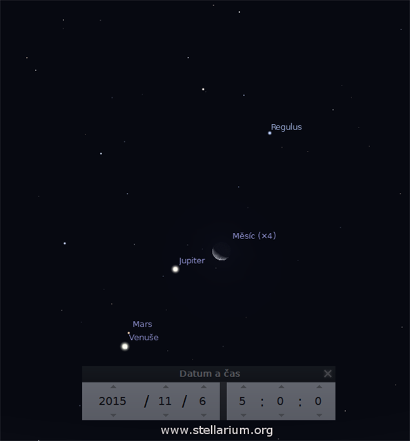Msíc v blízkosti Venue, Marsu a Jupiteru 6. 11. 2015
