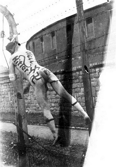 11 Franz Ziereis vpletený do plotu, kvten 1945