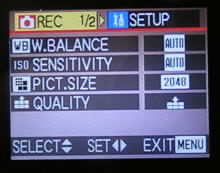 Menu digitlnho fotoapartu Panasonic DMC-LC50