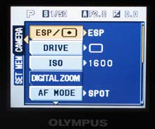 Olympus μ 800 - menu