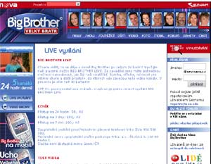 Strnka serveru Big Brother pro on-line penosy