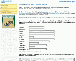 Registran formul pilotnho projektu sluby "Wi-Fi Hot Spot"