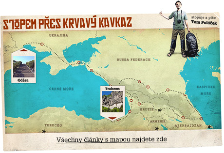 Ilustrační mapa - Stopem přes krvavý Kavkaz, odkaz vede na všechny články s mapou
