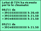 Ukazka textove zpravy sluzby LoSai di TIM