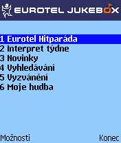 Eurotel Jukebox - fotka displeje 6600
