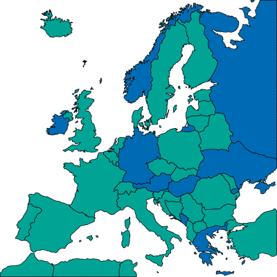 Mapka Evropy s podly Telenoru
