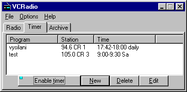 VCRadio timer