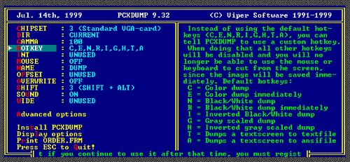 PCXDUMP - nastaven